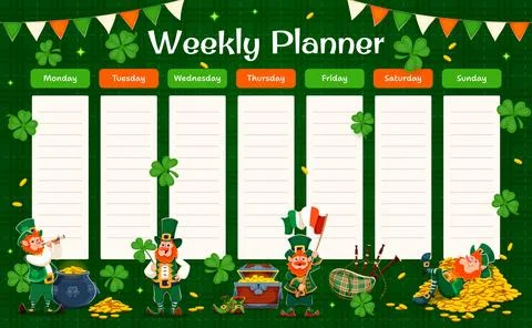 Weekly planner schedule template for Saint Patrick Illustrazione stock