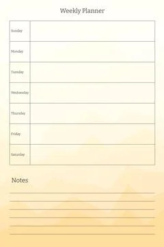 Weekly planner template. to do tasks list and notes with column and row linin Stock Illustration