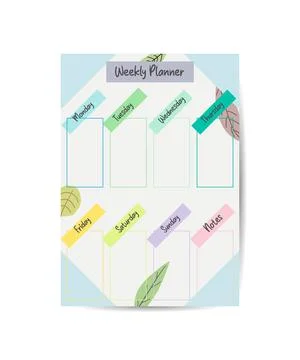 Weekly planner template with flowers to do list notes printable vector Stock Illustration