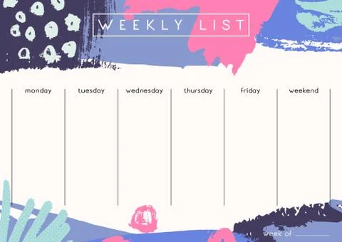 Weekly Planner Template Illustrazione stock