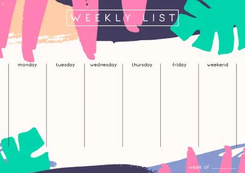 Weekly Planner Template Stock Illustration