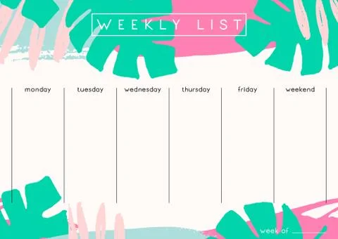 Weekly Planner Template Stock Illustration