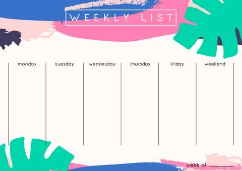 Weekly Planner Template Stock Illustration