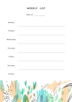 Weekly Planner Template. Organizer and Schedule with place for Notes and Goal Stock Illustration