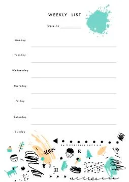 Weekly Planner Template. Organizer and Schedule with place for Notes and Goal Stock Illustration