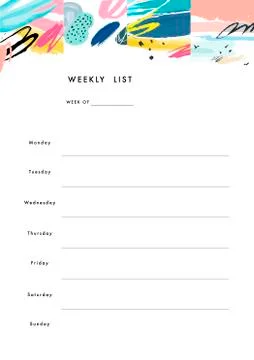 Weekly Planner Template. Organizer and Schedule with place for Notes and Goal Stock Illustration