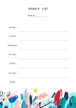 Weekly Planner Template. Organizer and Schedule with place for Notes and Goal Stock Illustration