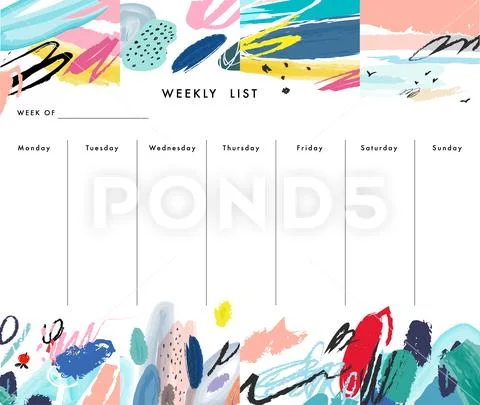 Weekly Planner Template. Organizer and Schedule with place for Notes and Goal Stock Illustration