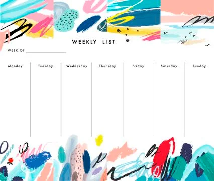 Weekly Planner Template. Organizer and Schedule with place for Notes and Goal Stock Illustration