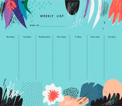 Weekly Planner Template. Organizer and Schedule with place for Notes and Goal Stock Illustration