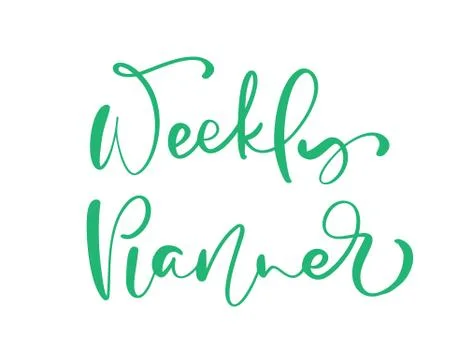 Weekly Planner vector calligraphic hand drawn text. Business concept for 스톡 일러스트