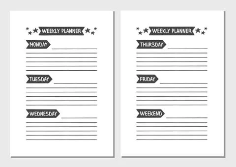 Weekly Planner. Vector Template Stock Illustration