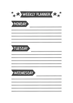 Weekly Planner. Vector Template Stock Illustration