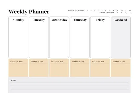 Weekly Planner, Weekly Organizer, Printable Weekly Kit, Digital Planner Kit Stock Illustration