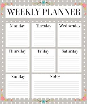 Weekly planner.Printable weekly planner vector illustration. Stockillustratie