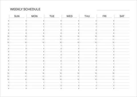 Weekly printable planner. Weekly schedule template. Sunday start. イラスト素材