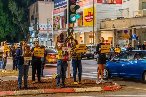 Weekly protest in Haifa Stock Photos