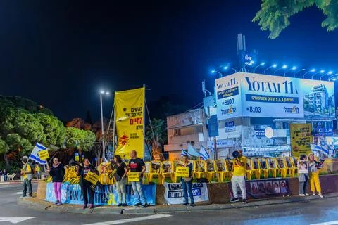 Weekly protest in Haifa Stock Photos