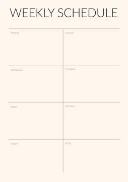 Weekly schedule notebook page. Business organizer with notes and goals. schedule Stock Illustration