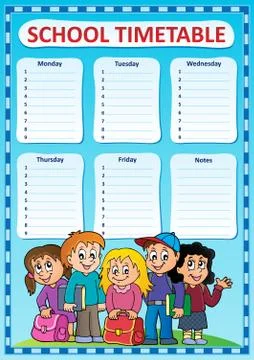 Weekly school timetable design Stock Illustration