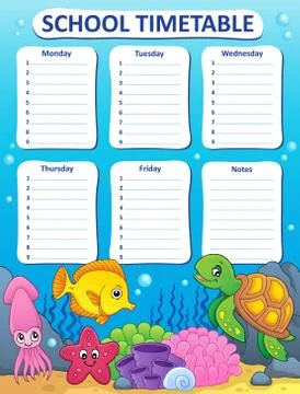 Weekly school timetable design Stock Illustration