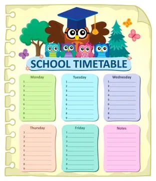 Weekly school timetable subject Stock Illustration