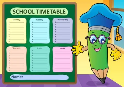 Weekly school timetable template Stock Illustration