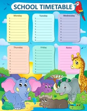 Weekly school timetable thematics - eps10 vector illustration. Stock Illustration