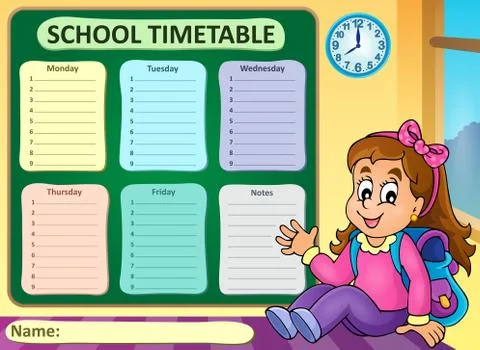 Weekly school timetable theme - eps10 vector illustration. Stock Illustration