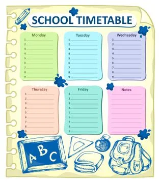 Weekly school timetable topic - eps10 vector illustration. Stock-Illustration