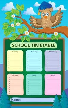 Weekly school timetable topic - eps10 vector illustration. 库存插图