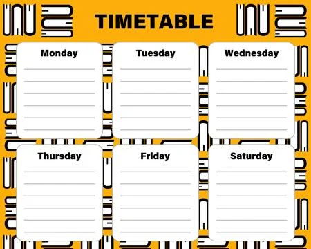 Weekly timetable template with book stack pattern. Vector school schedule p.. Stock-Illustration