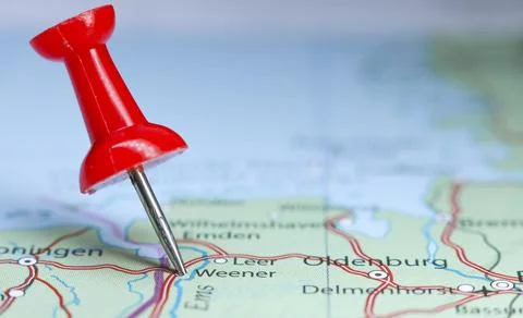 Weener, Germany pin on map Stock Photos