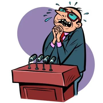 Weeping speaker man on the podium Stock-Illustration