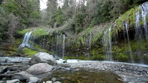Weeping walls of Mossbrae falls Stock Footage 55012595