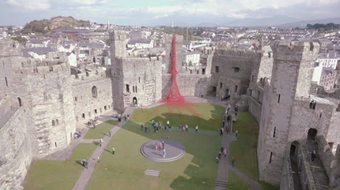 Weeping Window Caernarfon Castle Memorial Stock Footage 68590619