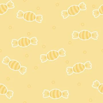Weet Yellow Candy Seamless Pattern with Hexagon Shapes on Pastel Background Stock-Illustration