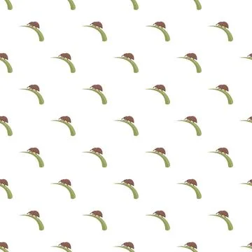 Weevil beetle pattern on green leaf seamless 库存插图