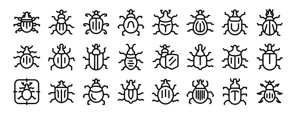 Weevil icons set outline vector. Palm insect Stock Illustration