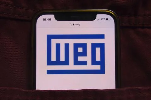 WEG SA company logo on mobile phone Stock Photos