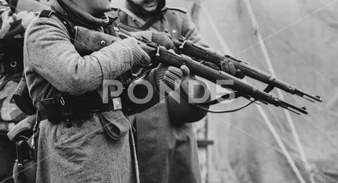 Wehrmacht soldiers are preparing to shoot out Mauser rifles Stock Image ...