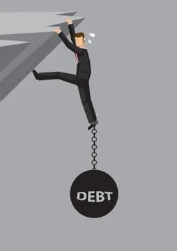 Weigh Down Debt Vector Cartoon Illustration Stock Illustration