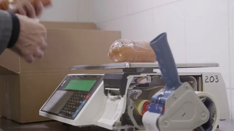Weigh the sausage Stock Footage 122441829