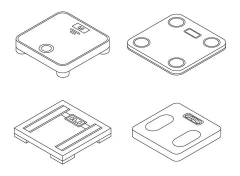 Weigh scales icons set vector outine Stock Illustration