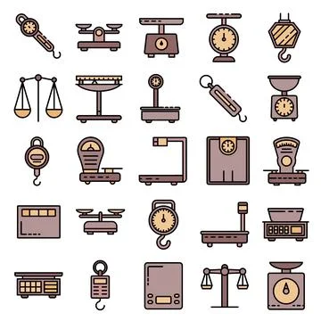 Weigh scales icons vector flat Stock Illustration