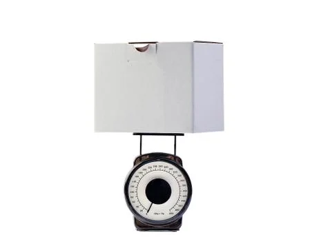 Weighing a box for ship, clipping path Stock Photos