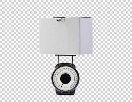 Weighing a box for ship, clipping path Stock Photos