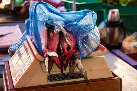 Weighing fish Stock Photos