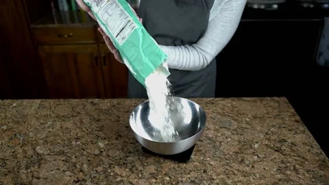 Weighing flour slow motion Stock Footage 150278272