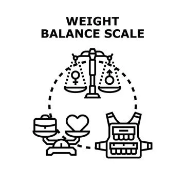 Weighing life, work, gender, self defense balance concept Ilustração Stock